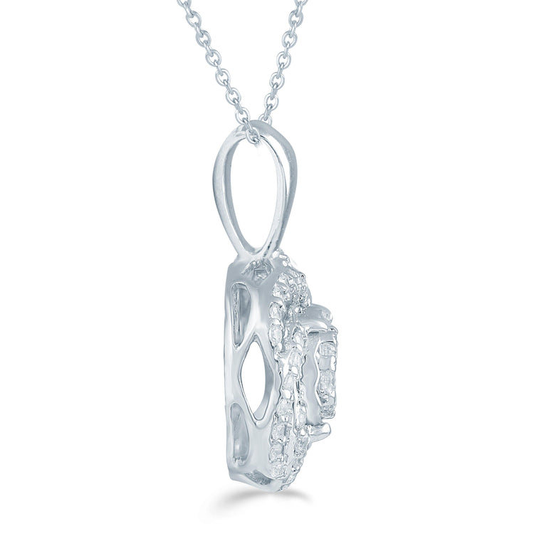 1/5CT TW Diamond Swirl Cluster Fashion Pendant in Sterling Silver - Fifth and Fine
