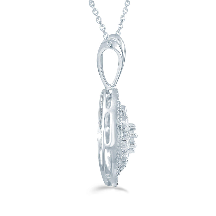 1/6CT TW Diamond Floral Cluster Fashion Pendant in Sterling Silver - Fifth and Fine