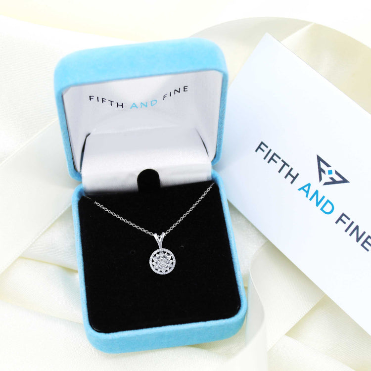 1/4CT TW Diamond Floral Cluster Fashion Pendant in Sterling Silver