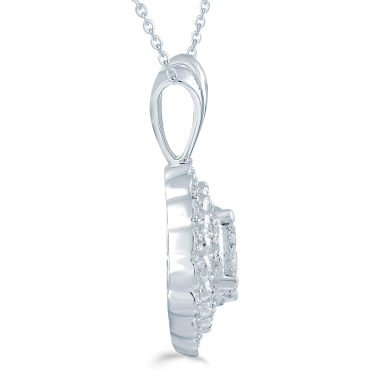 1/4CT TW Diamond Round Cluster Fashion Pendant in Sterling Silver - Fifth and Fine