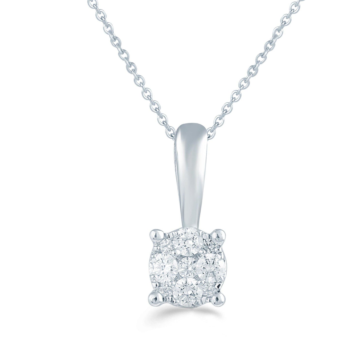1/10CT TW Diamond Round Cluster Fashion Pendant in Sterling Silver - Fifth and Fine