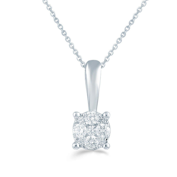 1/10CT TW Diamond Round Cluster Fashion Pendant in Sterling Silver - Fifth and Fine