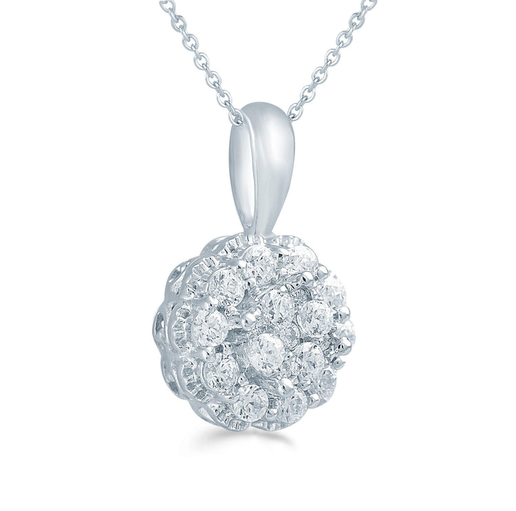 1/4CT TW Diamond Round Cluster Fashion Pendant in Sterling Silver - Fifth and Fine