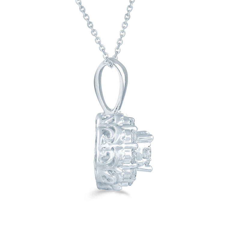 1/4CT TW Diamond Round Cluster Fashion Pendant in Sterling Silver - Fifth and Fine