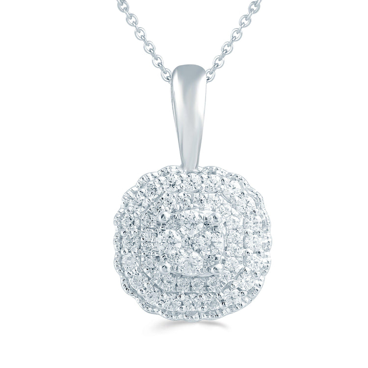 1/4CT TW Diamond Cushion Cluster Fashion Pendant in Sterling Silver - Fifth and Fine