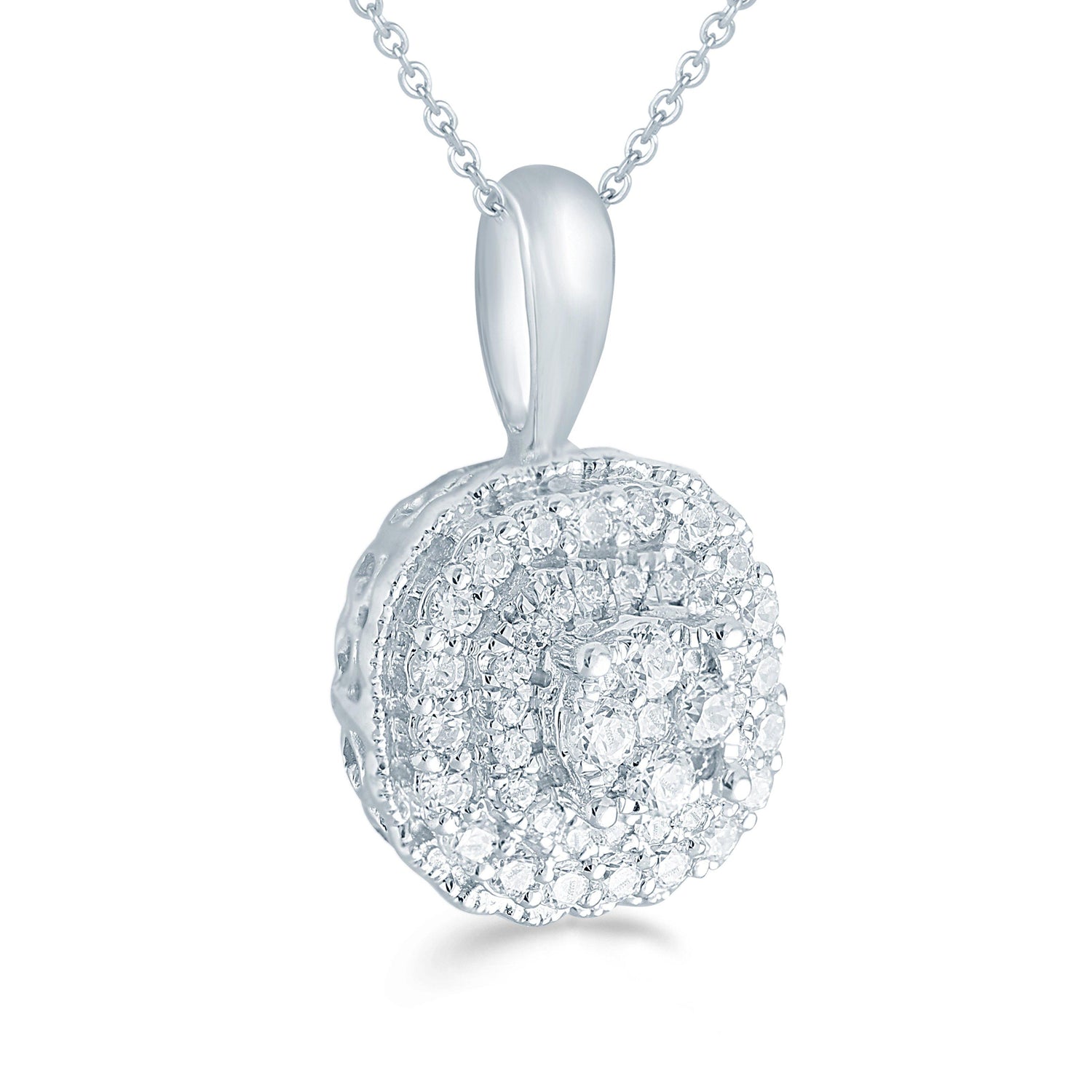 1/4CT TW Diamond Cushion Cluster Fashion Pendant in Sterling Silver - Fifth and Fine
