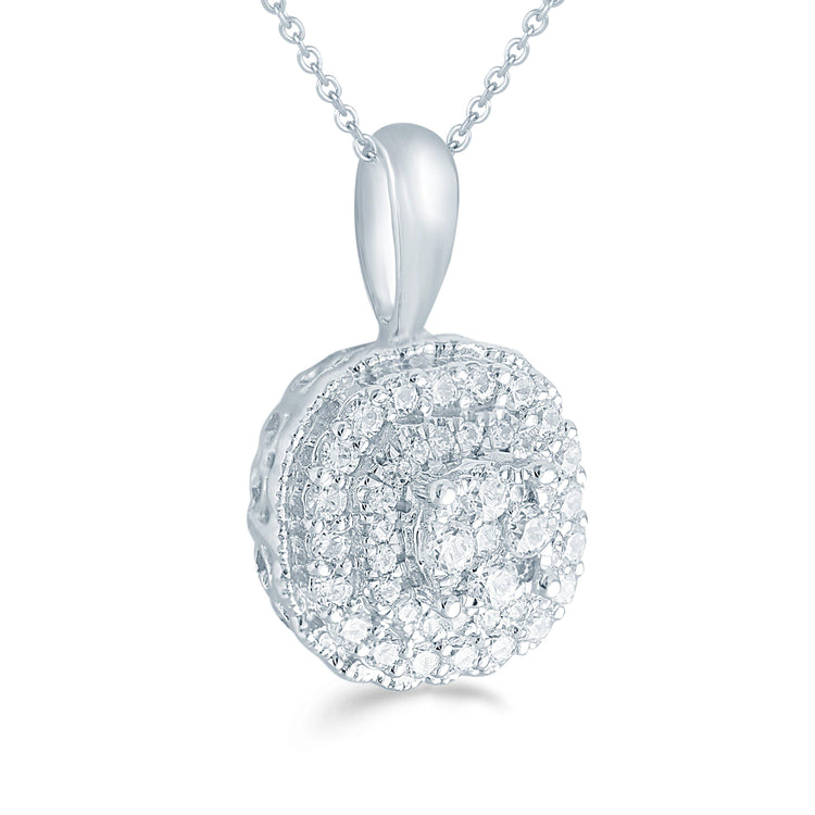 1/4CT TW Diamond Cushion Cluster Fashion Pendant in Sterling Silver - Fifth and Fine