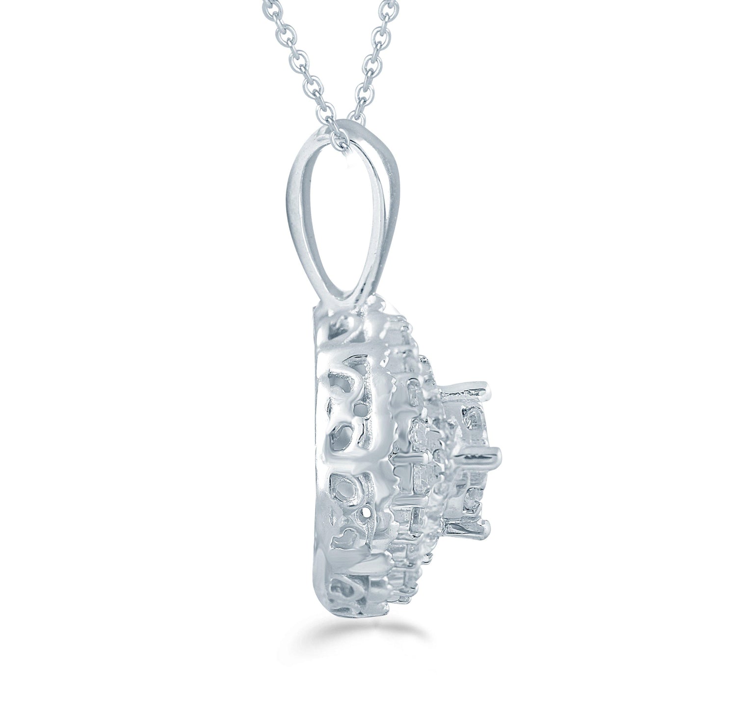 1/4CT TW Diamond Cushion Cluster Fashion Pendant in Sterling Silver - Fifth and Fine