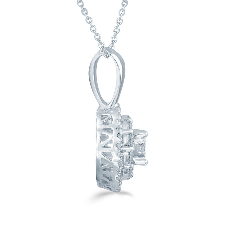1/3CT TW Diamond Round Cluster Fashion Pendant in Sterling Silver - Fifth and Fine