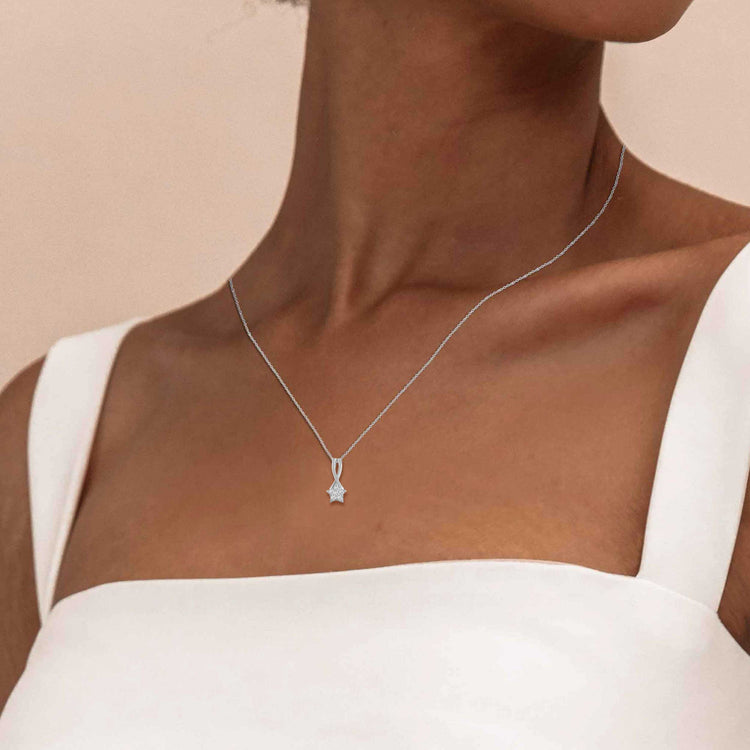 1/6 CT TW Diamond Infinity Only One Star Pendant Necklace in 925 Sterling Silver