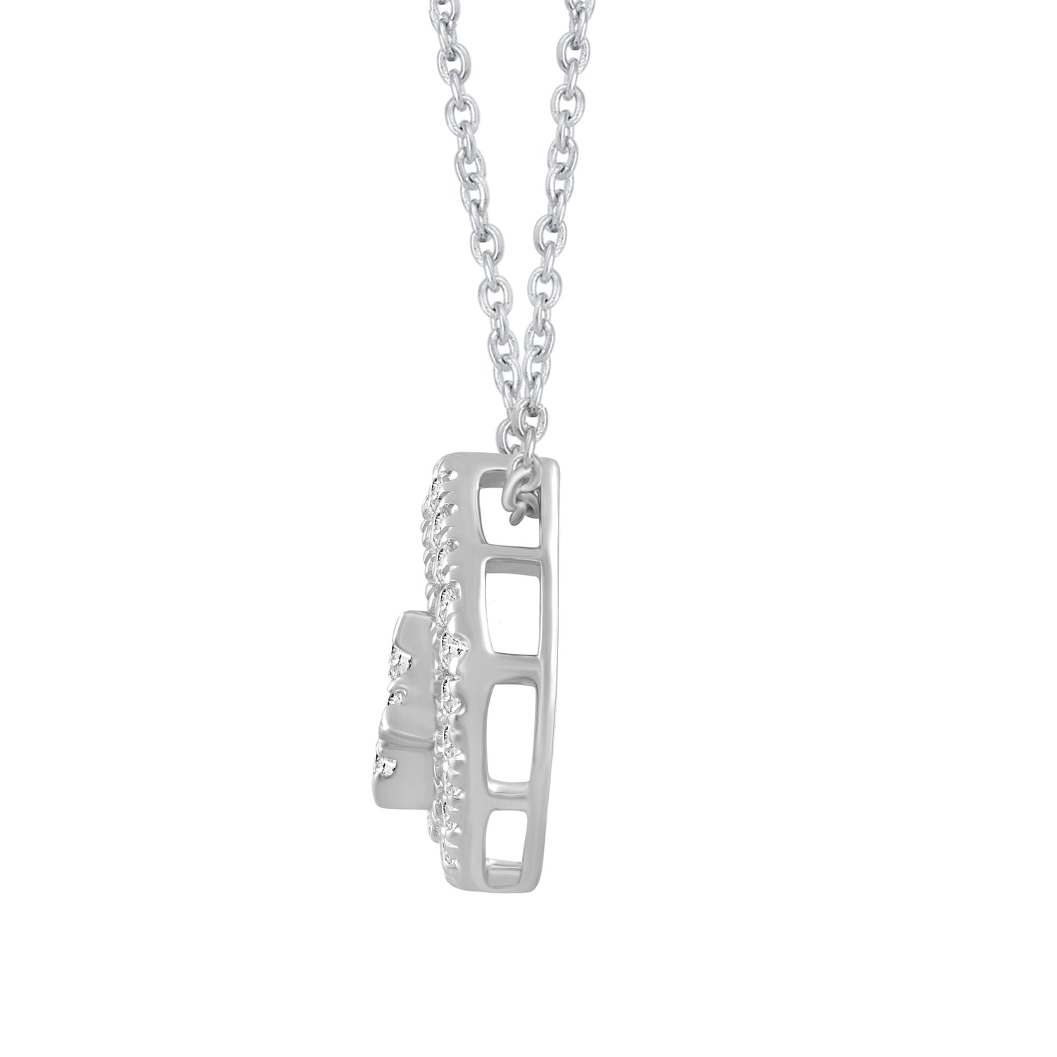 1/4 CT TW Diamond Floating Star Square Pendant Necklace in 925 Sterling Silver
