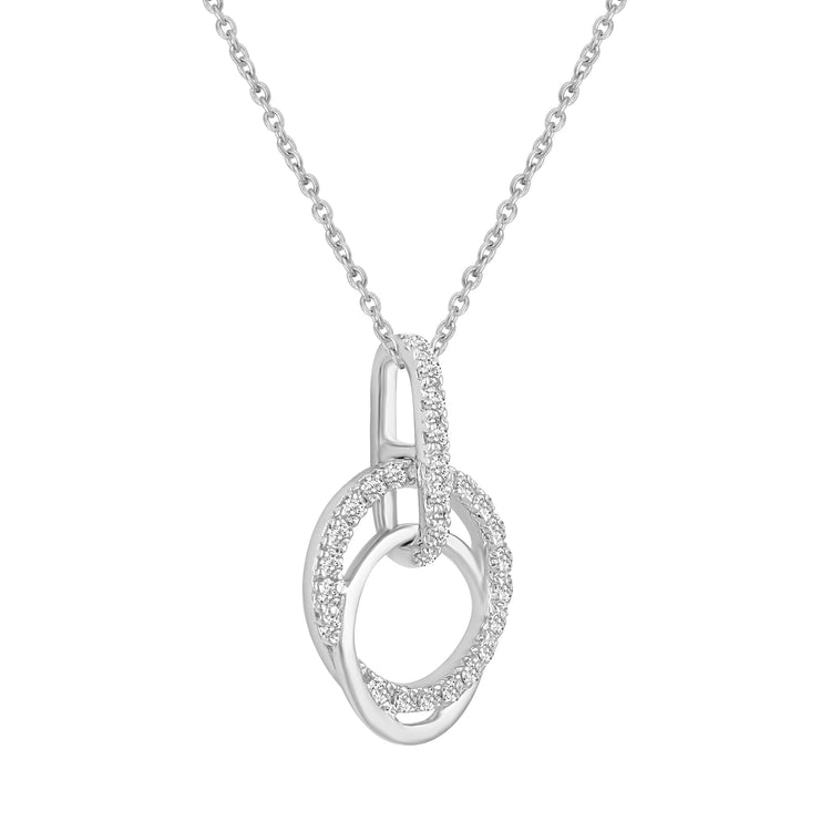 1/6 CT TW Diamond Floating Duo Circle Pendant Necklace in 925 Sterling Silver