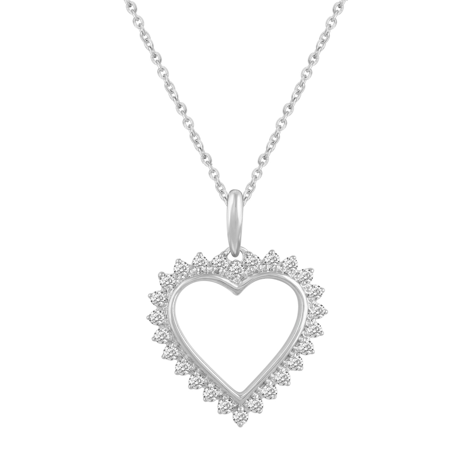 1/5cttw ~ 1 cttw Diamond Heart Pendant in Sterling Silver - Fifth and Fine