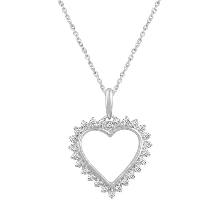 1/5cttw ~ 1 cttw Diamond Heart Pendant in Sterling Silver - Fifth and Fine