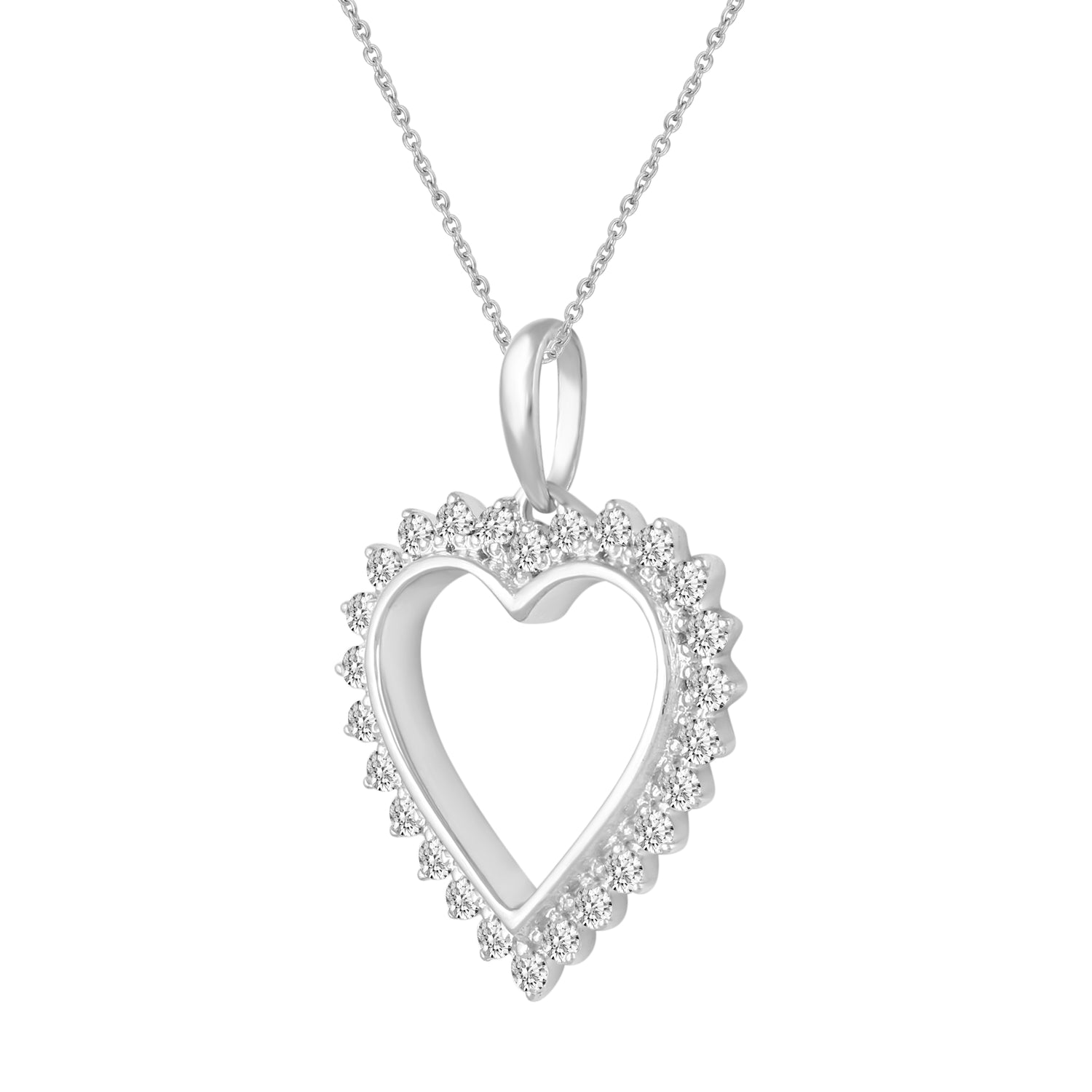 1ct tw Diamond Heart Pendant in Sterling Silver