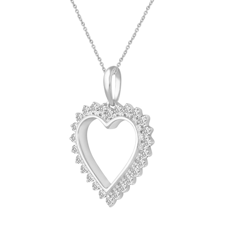 1ct tw Diamond Heart Pendant in Sterling Silver