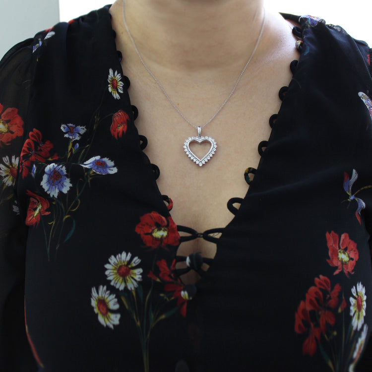 1ct tw Diamond Heart Pendant in Sterling Silver