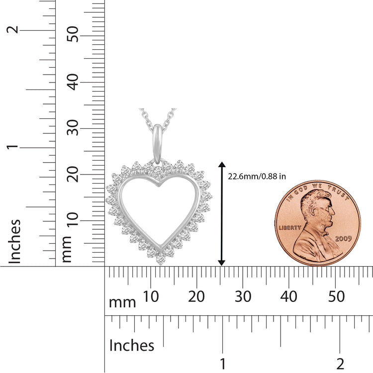 1ct tw Diamond Heart Pendant in Sterling Silver