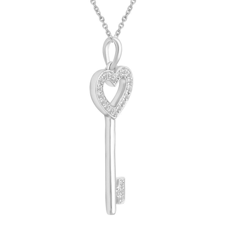 Natural Diamond Key Pendant Heart silver jewelry fifthandfine necklace tiffany keys