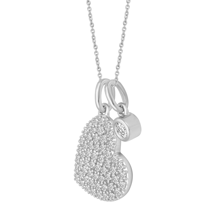 1/20 CT TW Diamond Pave Heart Floating Stone Pendant in 925 Sterling Silver