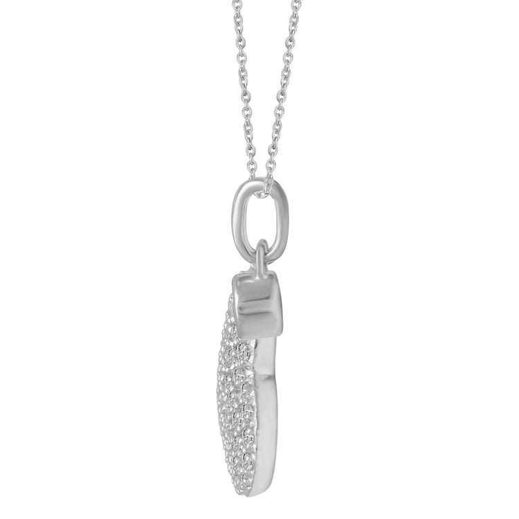 1/20 CT TW Diamond Pave Heart Floating Stone Pendant in 925 Sterling Silver
