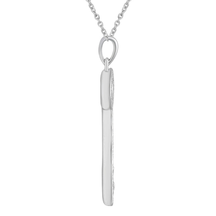 1/6CT TW Diamond Key Pendant in Sterling Silver with 18in Cable Chain
