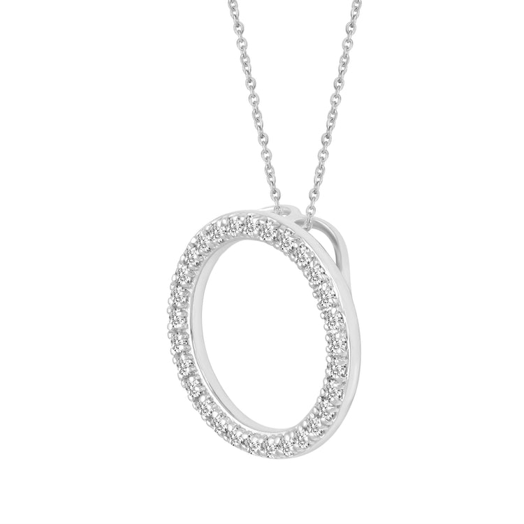 3/4ct tw Natural Diamond Circle Pendant in Sterling Silver fifthandfine jewelry