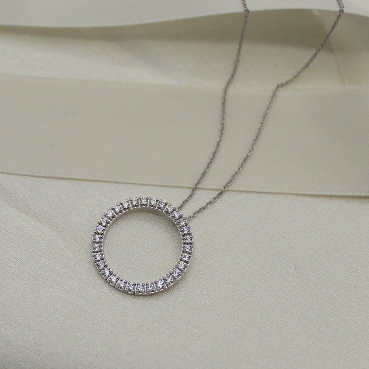 3/4ct tw Natural Diamond Circle Pendant in Sterling Silver fifthandfine jewelry