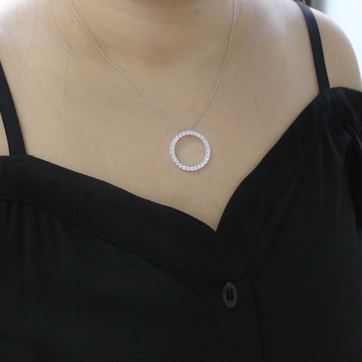1ct tw Natural Diamond Circle Pendant in Sterling Silver jewelry newyork