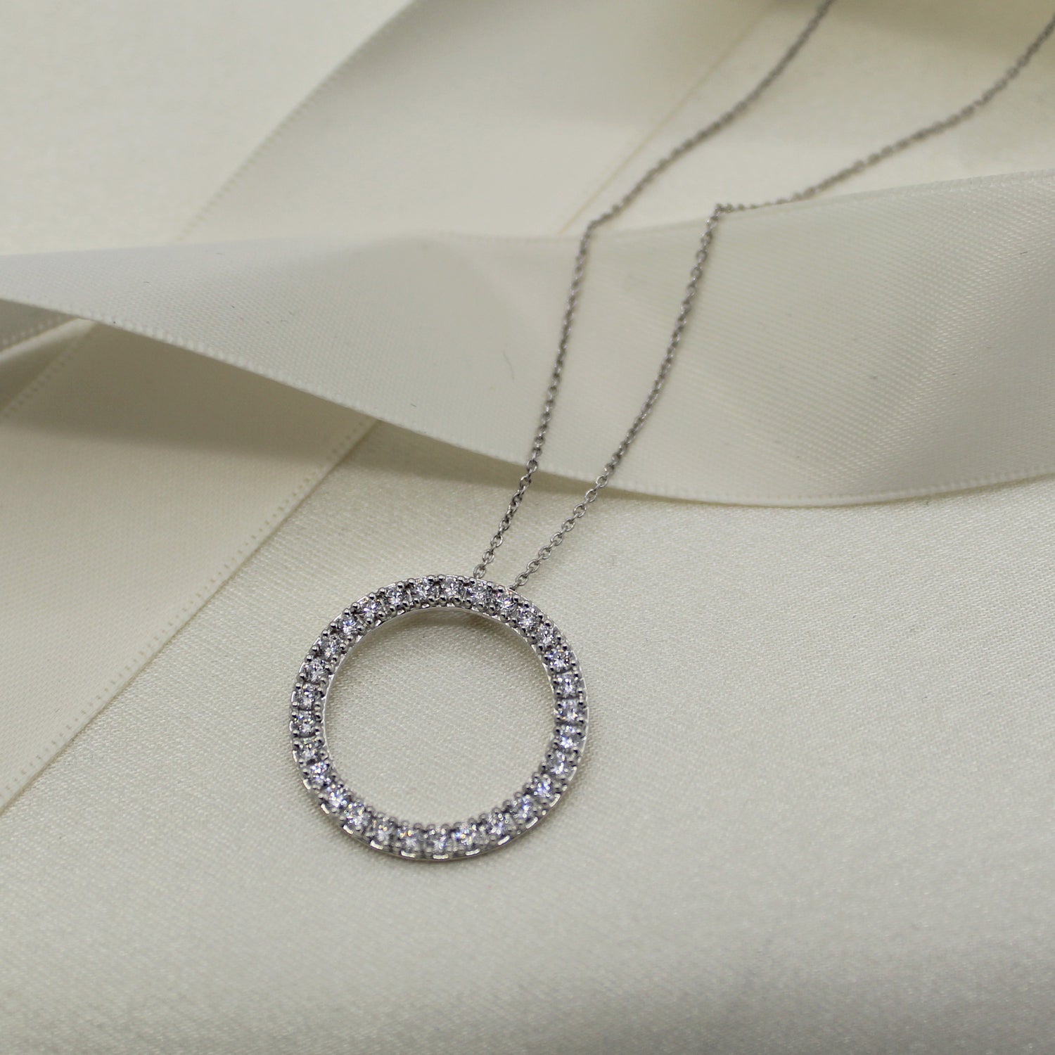 1ct tw Natural Diamond Circle Pendant in Sterling Silver jewelry newyork
