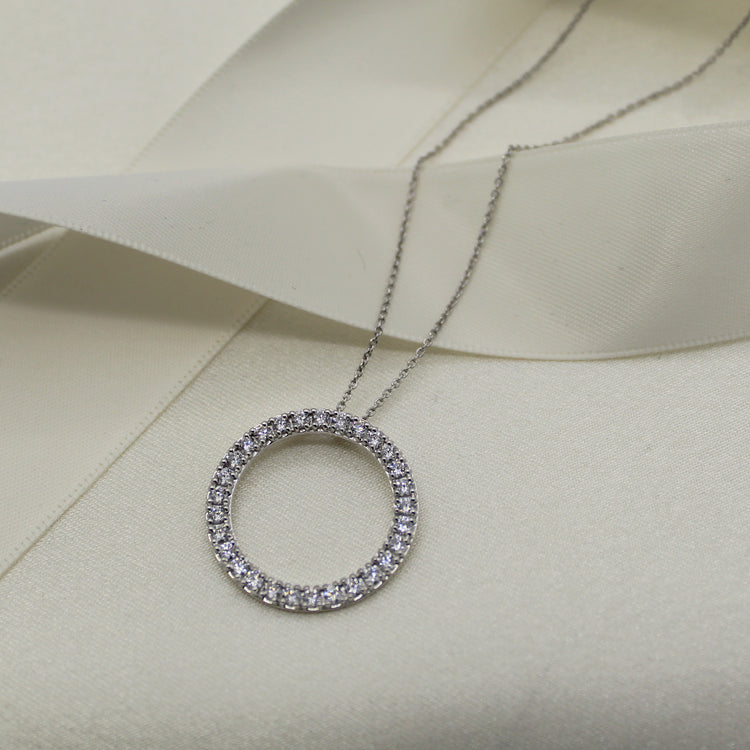 1ct tw Natural Diamond Circle Pendant in Sterling Silver jewelry newyork