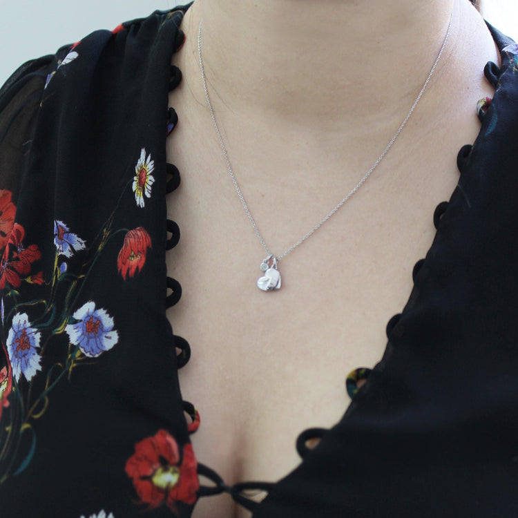 1/20 Carat tw Natural Diamond Puff Floating Heart Shape Pendant Necklace in 925 Sterling Silver - Fifth and Fine