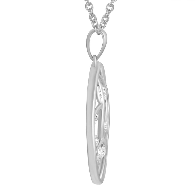 Diamond Round Tree of Life Family Circle Pendant Set in Sterling Silver fine jewelry gift