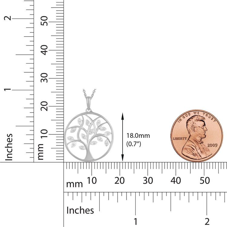 Diamond Round Tree of Life Family Circle Pendant Set in Sterling Silver fine jewelry gift