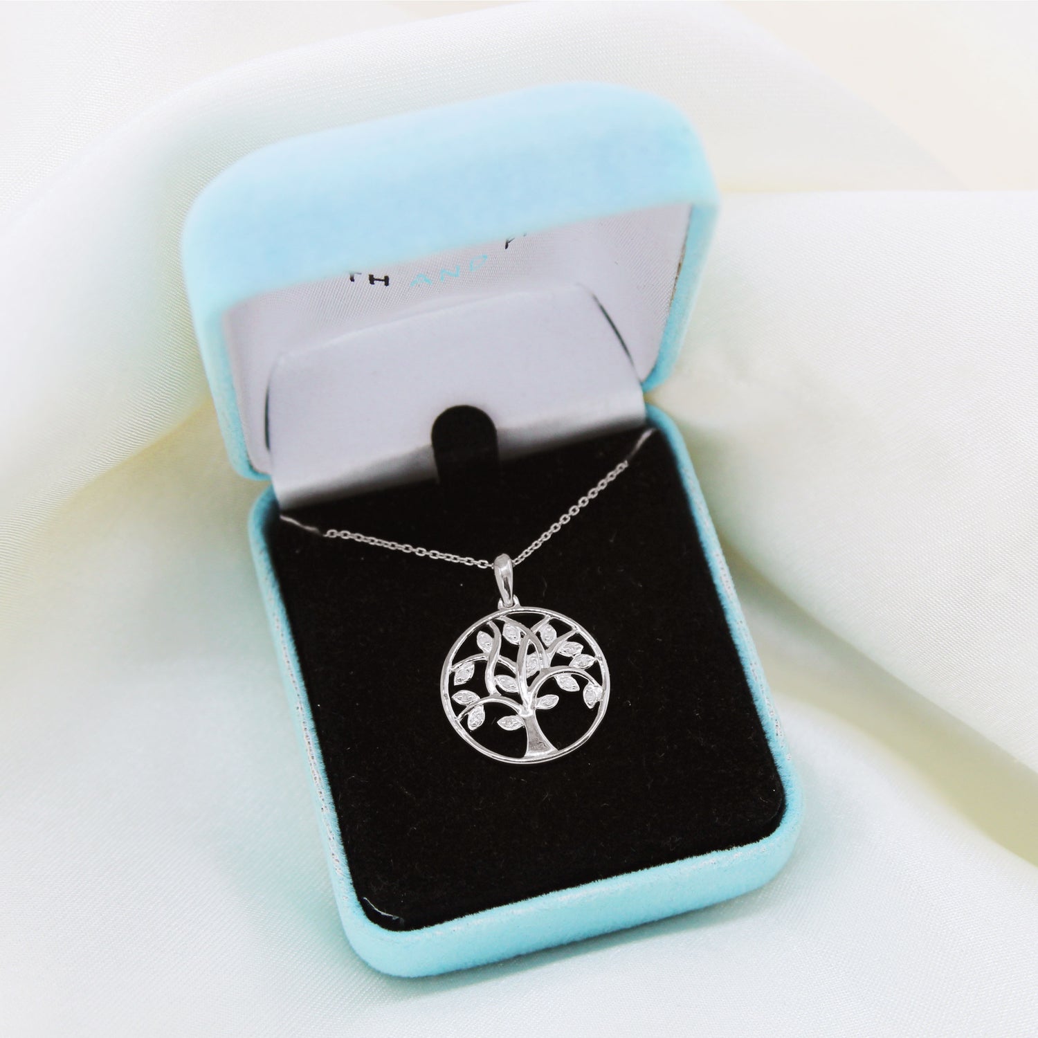 Diamond Round Tree of Life Family Circle Pendant Set in Sterling Silver fine jewelry gift