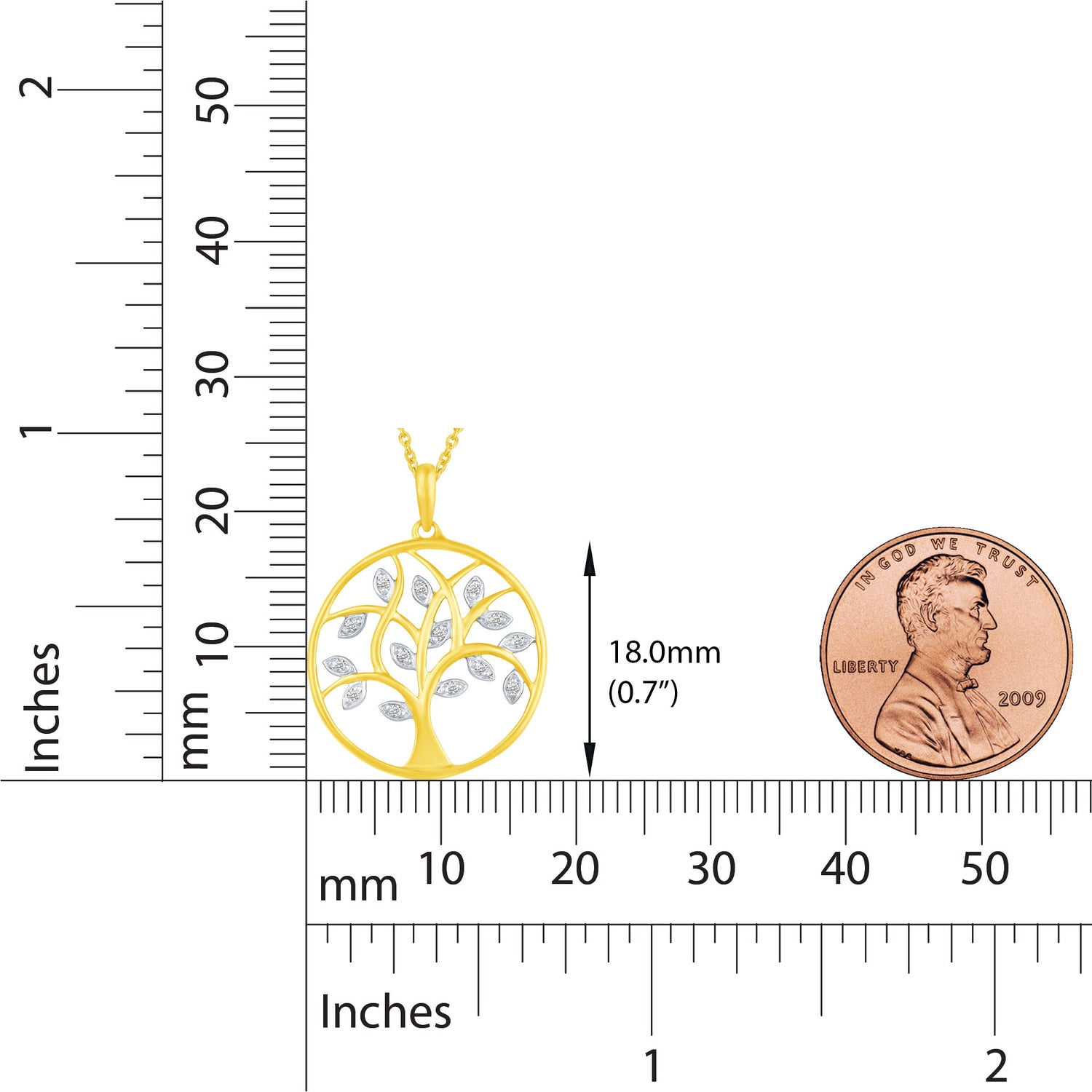 1/20 Ct tw Diamond Round Tree of Life Family Circle Pendant Set in Sterling Silver