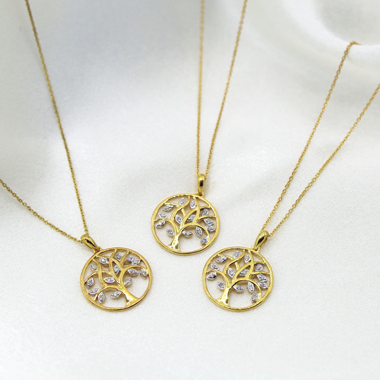 1/20 Ct tw Diamond Round Tree of Life Family Circle Pendant Set in Sterling Silver