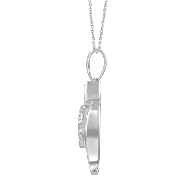 1/20 CT TW Diamond Cat Heart Pendant in Sterling Silver