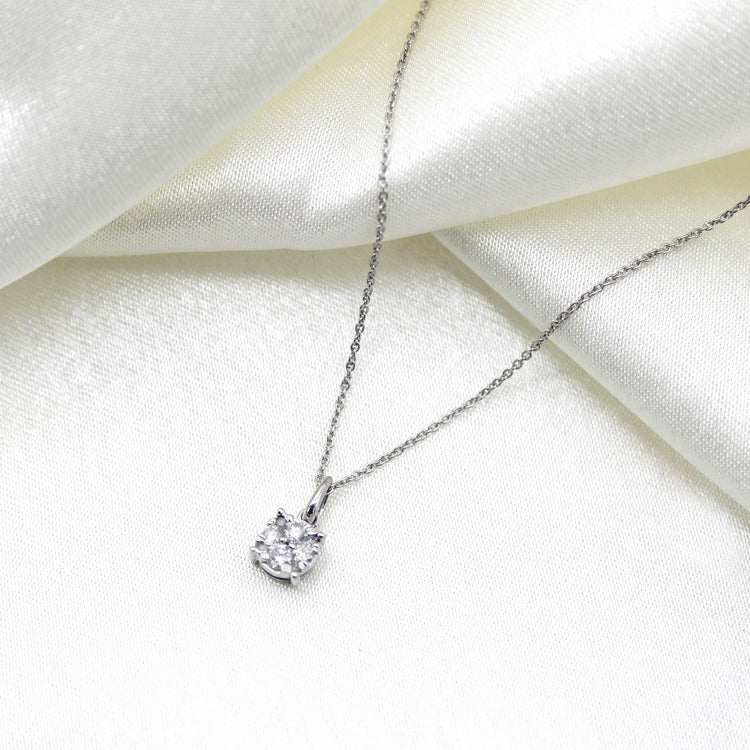 3/4 Carat TW Round Grand Cluster Diamond Earrings + Pendant Necklace Set in 925 Sterling Silver