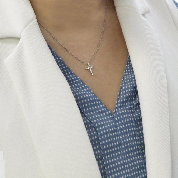 cross natural diamond pendant necklace jewelry newyork
