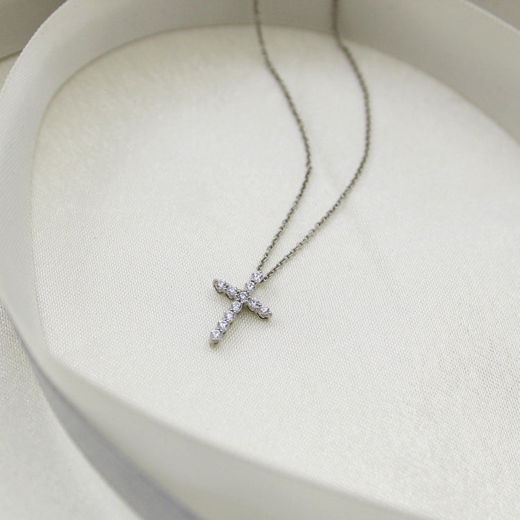 cross natural diamond pendant necklace jewelry newyork