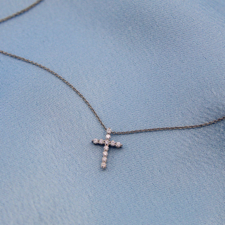 cross natural diamond pendant necklace jewelry newyork