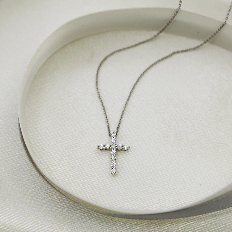 cross natural diamond pendant necklace jewelry newyork