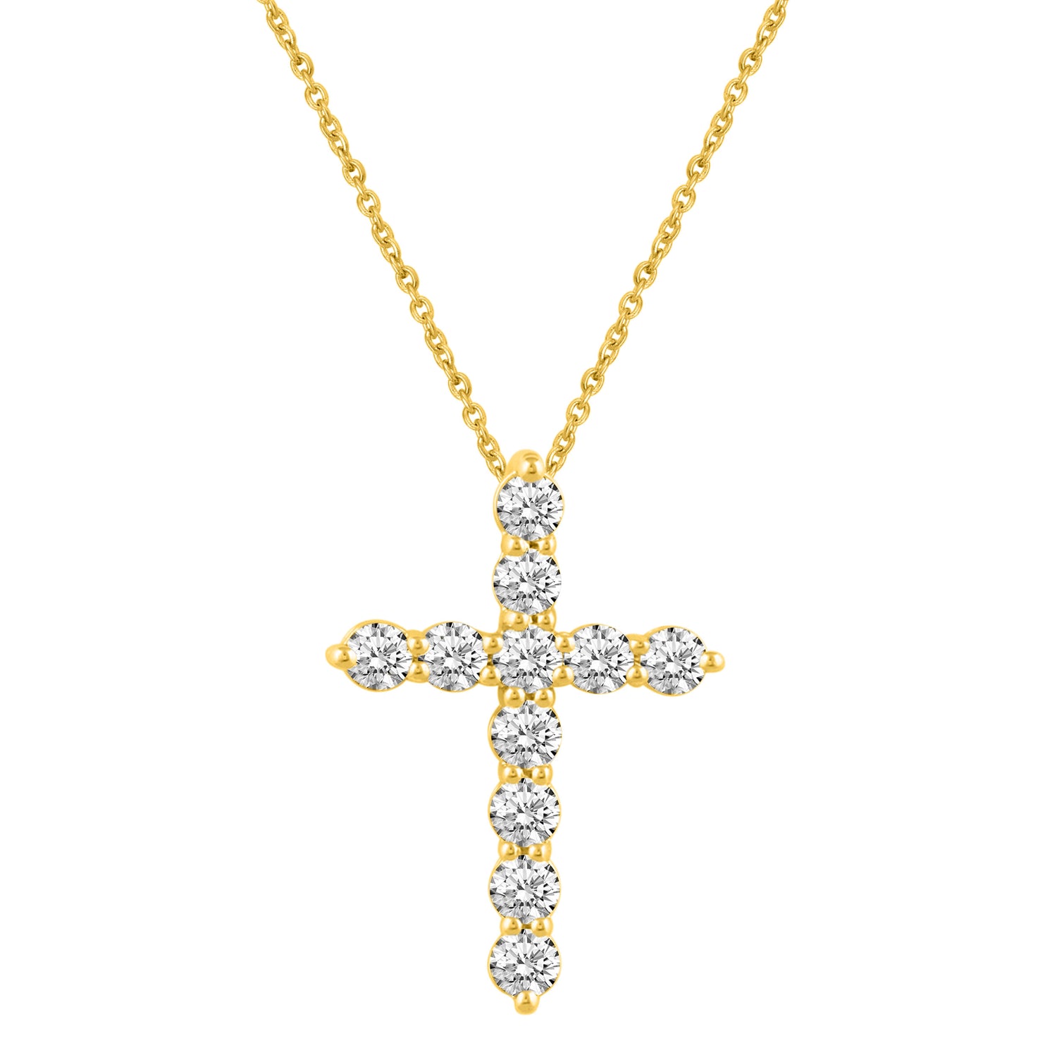 1/2ct tw Diamond Cross Pendant in Sterling Silver yellow gold