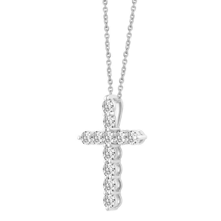 1ct tw Diamond Cross Pendant in Sterling Silver