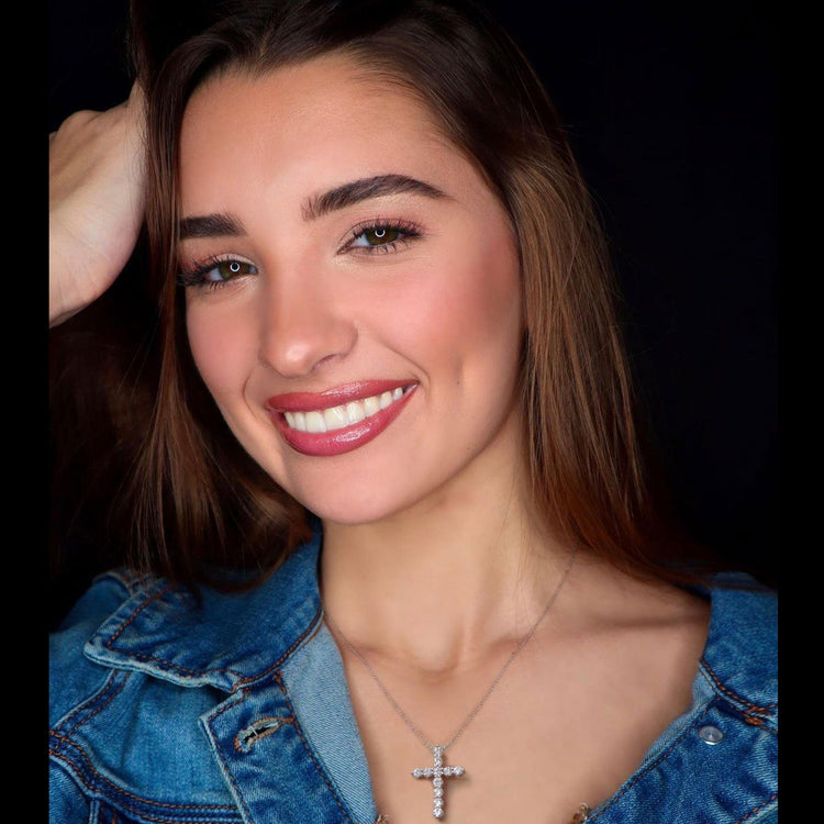 Diamond Cross Pendant in Sterling Silver affordable