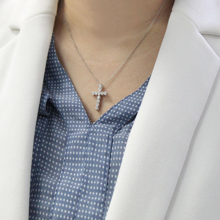 Diamond Cross Pendant in Sterling Silver affordable