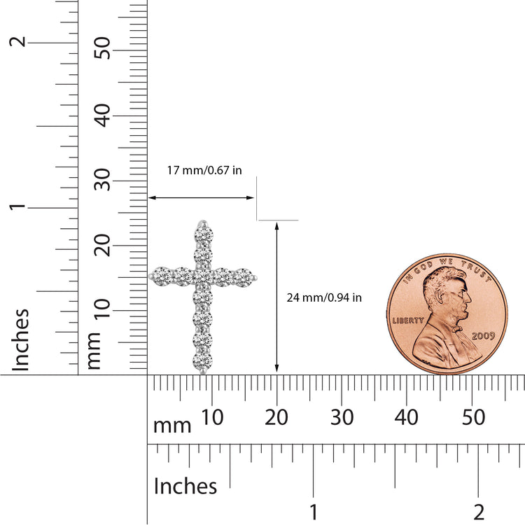1ct tw Diamond Cross Pendant in Sterling Silver