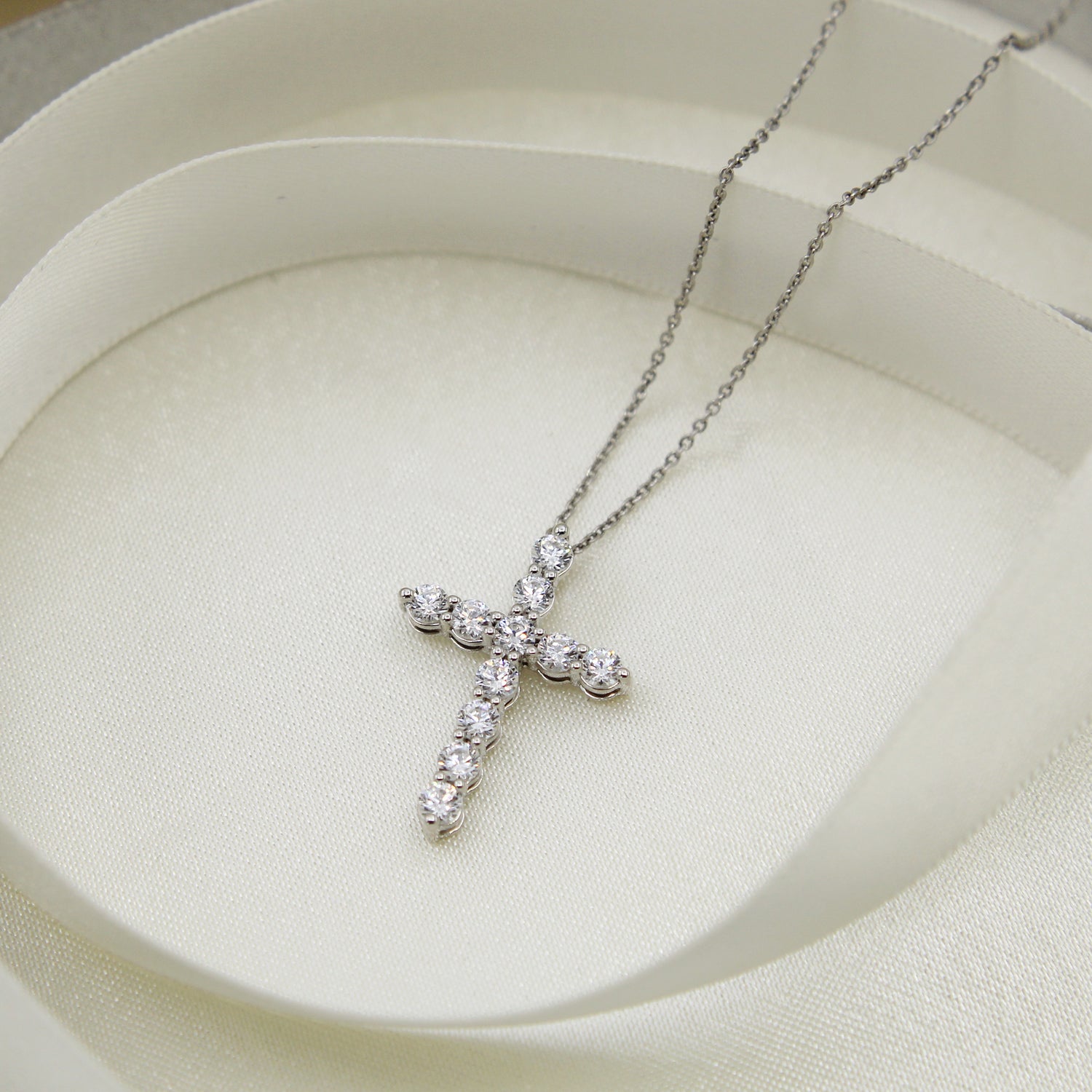 1ct tw Diamond Cross Pendant in Sterling Silver