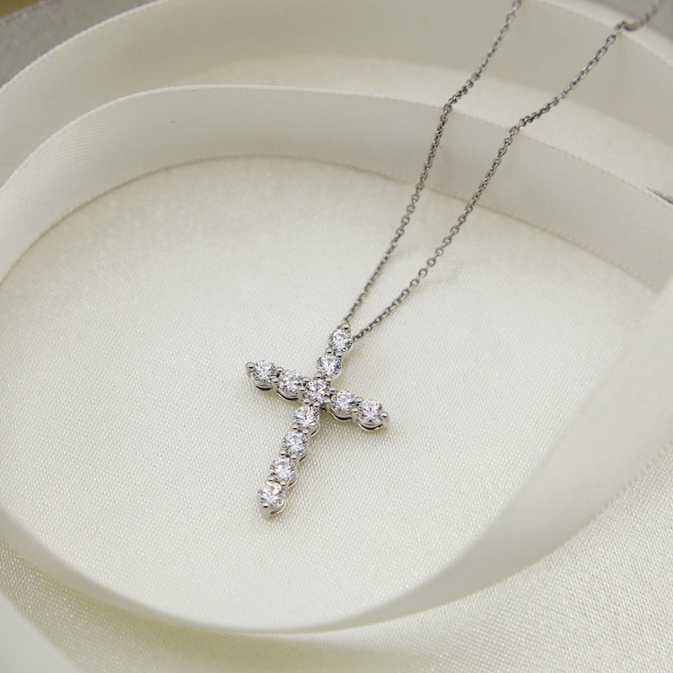 1ct tw Diamond Cross Pendant in Sterling Silver